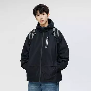 Мужская куртка весна и осень новая спортивная куртка с капюшоном японская рабочая одежда цветные блоки модная брендовая подростковая куртка мужская одежда M