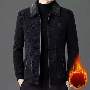 Men s Jacket Winter New Chenille Quilted Jacket Middle-aged Velvet Thickened Warm Jacket Jacket 175