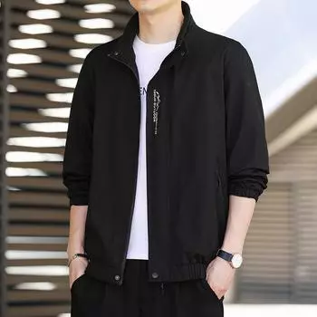 Men s Jackets In Spring and Autumn New Trendy Brand Loose Stand Collar Jackets for Boys Handsome Men s Tops S чёрный