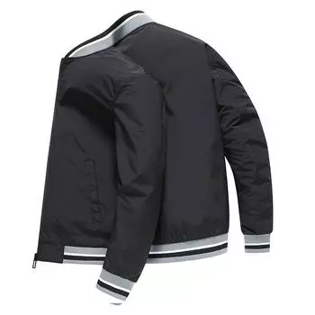 Мужские куртки весна и осень новые однотонные повседневные верхняя одежда топы для среднего возраста универсальные куртки с воротником-бейсболкой M