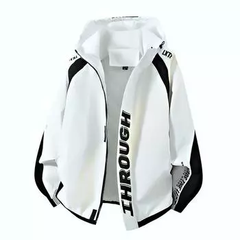 Men s Japanese Versatile Jacket Men s Spring and Autumn New Functional Style Work Jacket Men s Korean Version Hooded Spring and Autumn M белый