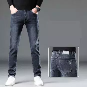 Men S Jeans Autumn And Winter New Trend Retro Men S Pants Elastic Straight Leg Pants With Added Fleece And Increased Casual Size 28