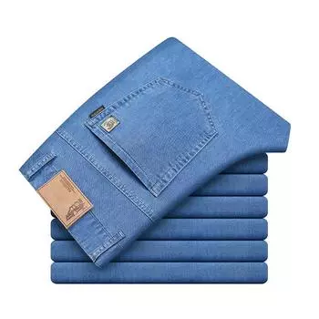 Men S Jeans, Middle-Aged Versatile, Hanging Denim, Elastic Jeans, Ice Silk 28