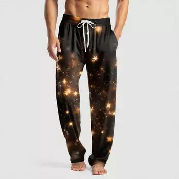 Men s Knitted Fashion Print Pocket Casual Pants Pajama Pants L