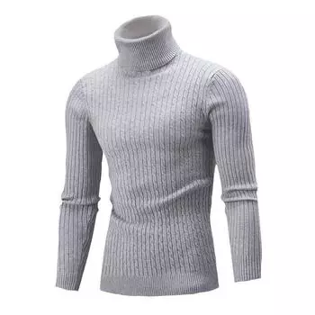 Men s Knitted Sweater Autumn and Winter European and American Turtleneck Twist Bottoming Sweater Men s M