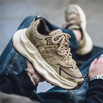 Men s Korean version autumn and winter platform heightening shoes retro youth trend dad shoes fashion student sports and leisure shoes 40