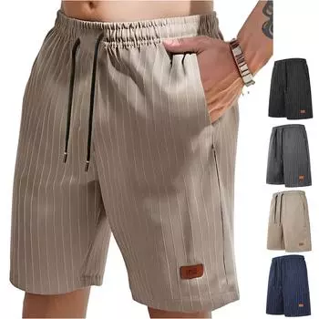 Men s Lace-up Breathable Quick Striped Dry Sweatpants Men s Cargo Shorts Casual Pants L чёрный