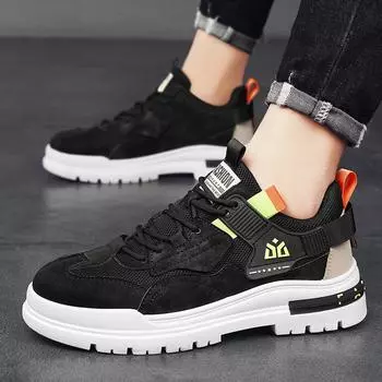 Men s lace-up thick-soled heightening low-top tooling shoes Men s autumn and winter new outdoor hiking Martin boots trendy shoes 39