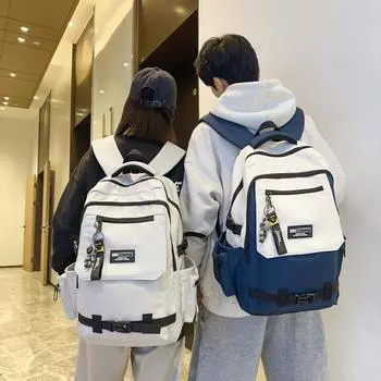 Мужской рюкзак большой емкости, школьный рюкзак для студента, женский рюкзак для компьютера в цвете чёрный/белый