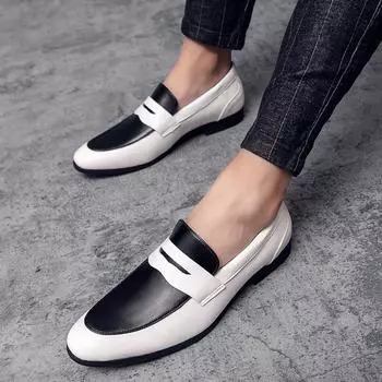 Men s Large Size 47 Leather Shoes One Pedal British Business Casual Men s Shoes Trendy Genuine Leather 37