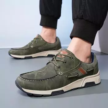 Men s large size casual driving shoes retro street style fashion trend men s shoes Korean version of youth sports shoes 40 хаки