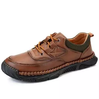 Men s Large Size Handmade Car Driving Shoes Sewing Casual Rubber Leather Shoes Soft Soles Wedding Shoes 38 чёрный