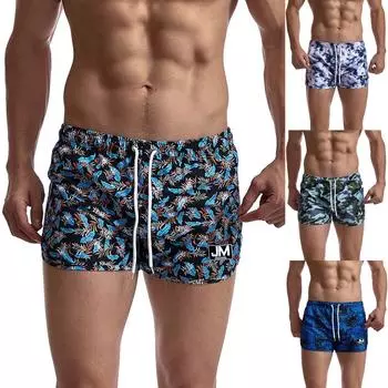 Мужские эластичные пляжные спортивные шорты с камуфляжным принтом для отдыха и отдыха в стиле ленивого отдыха M тёмно-синий