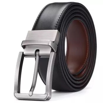 Men S Leather Belt, Men S Business Double-Sided Pin Buckle Belt, Casual Leather Belt, Cowhide Belt. 105cm