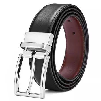 Men S Leather Belt, Rotary Pin Buckle Belt Men S Wide Belt Casual Double-Sided Leather Cowhide 105cm