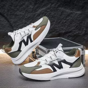 Men s Leather Board Shoes Outdoor Comfortable Mesh Breathable Men Hiking Shoes Designer Fashion Hard-Wearing Man Casual Sneakers 39 белый