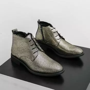 Men s leather boots large size autumn and winter new pointed leather boots fashion men s high-top leather shoes trend Martin boots men 38