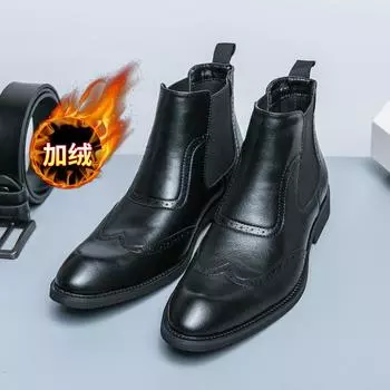 Мужские кожаные ботинки зимние новые бархатные высокие кожаные туфли большого размера мужские новые ботинки Martin галоши 38
