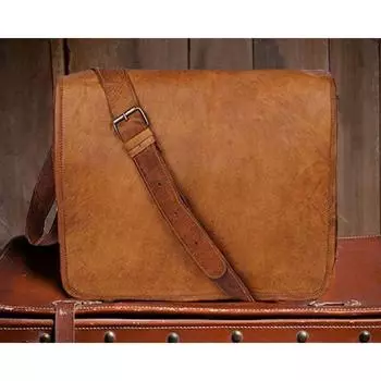 Men s Leather Briefcase Messenger LAPTOP Satchel Shoulder Vintage Leather Bag 13 x 10 x 4 in