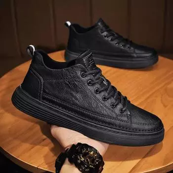 Men s Leather Casual Shoes Fashion Soft Sports Shoes Brand Designer Platform Sneakers Male Lace Up Walking Shoes Man Flat Shoes 39 коричневый