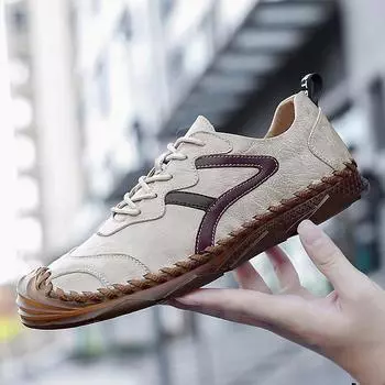 Men s Leather Casual Shoes Handmade Sneakers Breathable Loafers Classic Moccasins 39 чёрный