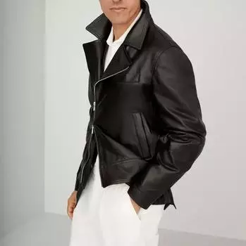 Men s Leather Jacket Black Genuine Lambskin Handmade Leather Jacket Motorcycle Stylish XS чёрный