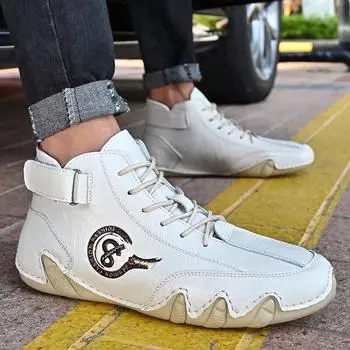 Men s Leather Shoes Ankle Boots 2024 Men Sneakers Outdoor Light Lace-Up Casual Shoes Fashion Loafers Winter Warm Boots 38