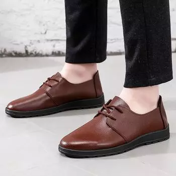 [] Men s leather shoes breathable business casual shoes men s formal wear in the elderly soft sole dad shoes 39
