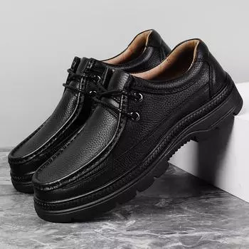 Мужская кожаная обувь Деловая повседневная обувь 38 чёрный