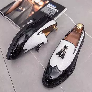 Men s Leather Shoes Business Dress Luxury Wedding Elegant Formal Slip-on Flats Oxford 38-48 Office Casual Fashion Pointed Shoe 38