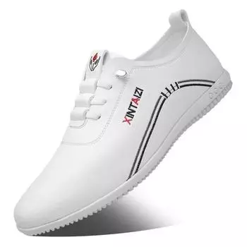 Men s Leather Shoes Four Seasons New Business Fashion Lightweight Flat Shoes Soft Outdoor Street Walking Sports Casual Shoes 39 чёрный