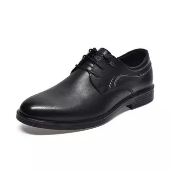 Men s leather shoes Men s business casual shoes Spring new cowhide lace-up flats Black professional work shoes 38