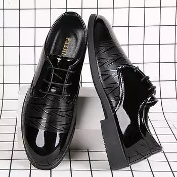Men s Leather Shoes Men s Shoes Spring and Autumn New Shoes Youth Business British Black Casual Leather Shoes Dress Men s Leather Shoes 38