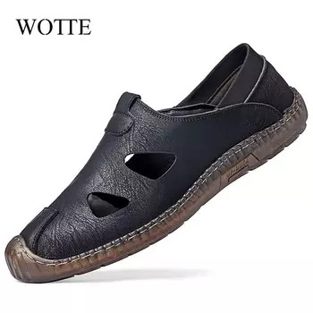 Men s Leather Shoes Relaxed Breathable Soft Soled Driving Shoes for Men Casual Large Size Leather Shoes Zapatos Hombre 6.5 коричневый