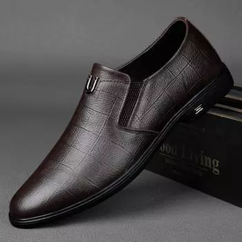 Men s Leather Shoes slip on loafers 2024 New Men Casual Shoes Soft Sole Breathable Shallow Flats Shoes Loafers for Men moccasins 36 чёрный