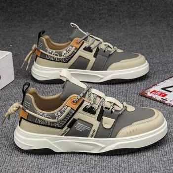 Men s Leather Sneakers Casual Shoes For Men Low-top Mixed Color Simple New Young Fashion Waterproof Hard-wearing Designed Shoe 39