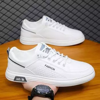 Men s little white shoes autumn new men s shoes breathable shoes men s board shoes trendy shoes versatile trend foot pedal 39