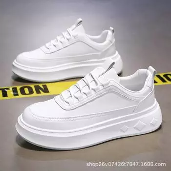Men s little white shoes spring trend versatile new casual shoes 2025 new platform men s shoes board shoes casual men s shoes 39 белый
