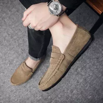 Men s loafers spring new lazy soft-soled one-pedal Doudou shoes men s casual leather shoes are popular 45
