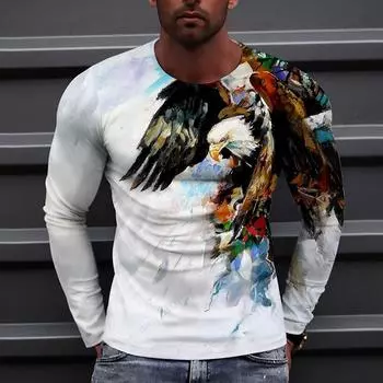 Men s Long Sleeve T-shirt 3d Animal Tiger Eagle Print T Shirts Men Women Fashion Tops Tees Outdoor Top Clothing Fitness Camiseta XL