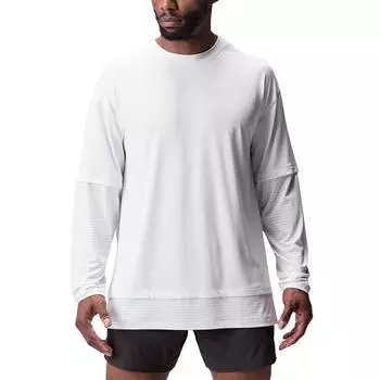 Men s long sleeve T-shirt solid color round neck casual M белый