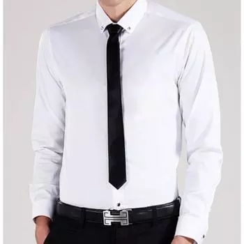 Мужская белая рубашка с длинным рукавом, деловая, однотонная, хлопковая, дышащая, рубашки для среднего возраста, для молодых профессионалов, формальный топ, корейская рабочая одежда 38 белый
