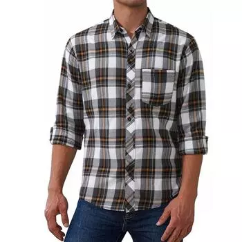 Men s Long-sleeved Plaid Shirt Polished Casual Autumn and Winter Casual Shirt Cardigan M