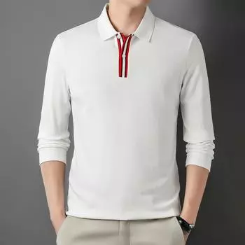 Men s Long-sleeved T-shirt Spring New Top Lapel Men s POLO Shirt Middle-aged Men s Loose Casual Bottoming Shirt M