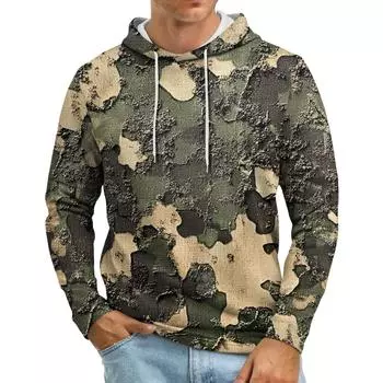 Men s Loose-fitting Casual Camouflage Print Hooded Sweatshirt L