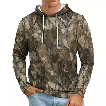 Men s Loose-fitting Casual Camouflage Print Hooded Sweatshirt L