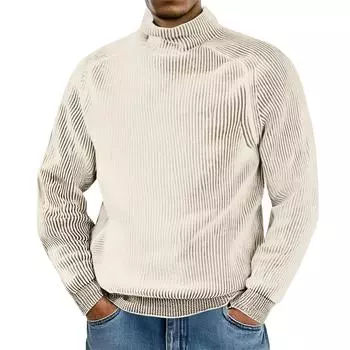 Men s Loose-fitting Casual Round Neck Long-sleeved Knit Top L