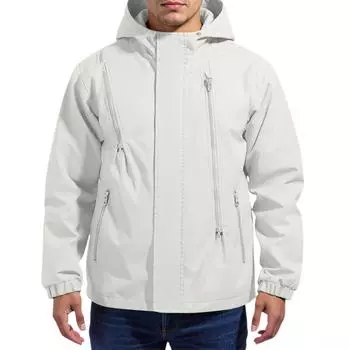 Men S Loose Half Zipper Hooded Sweatshirt And Submachine Jacket M белый