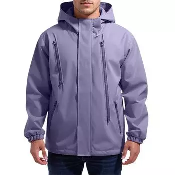 Men S Loose Half Zipper Hooded Sweatshirt And Submachine Jacket L фиолетовый