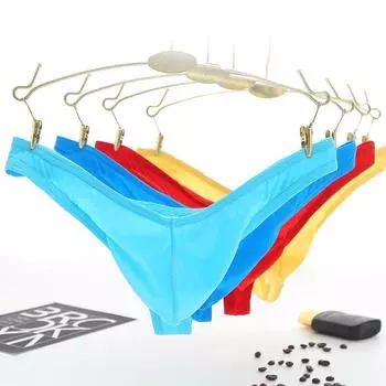 Men s Low-Rise Seamless Ice Silk Thong Underwear Medium
